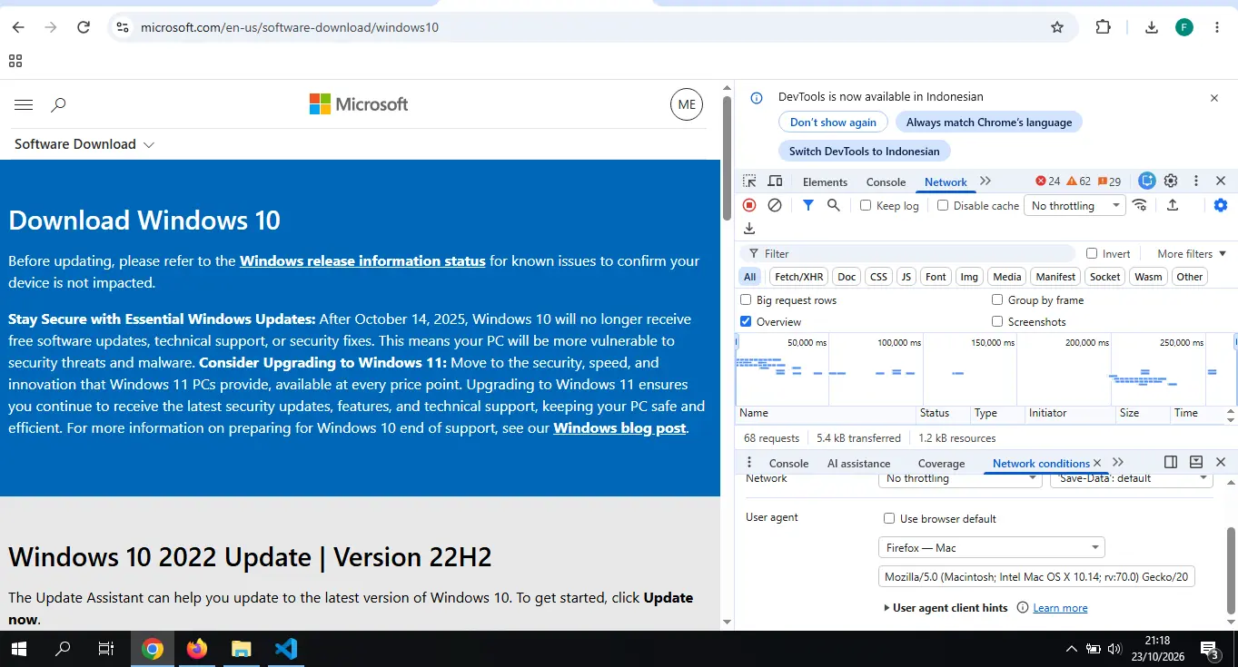 Pengaturan User-Agent Firefox Mac di Chrome